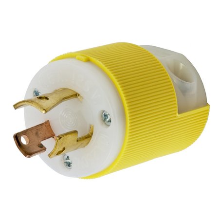 HUBBELL WIRING DEVICE-KELLEMS Locking Devices, Twist-Lock®, Industrial, Male Plug, 10A 250V/15A 125V, 3-Pole 3-Wire Non Grounding, Non-NEMA, Screw Terminal, Yellow HBL7567CY
